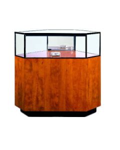 44.5", Cherry/Gold Frame, Full Sized Corner Jewelry Showcase