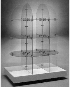 14" Square, Glass Quarter Round Extended Tower Display, Chrome