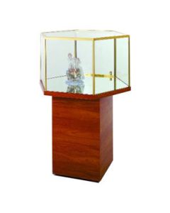 Cherry, Hexagon Free Standing Jewelry Display Case 
