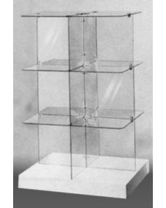 14" Square, Glass Radius Tower Display, Chrome