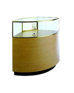 44.5", Cherry/Gold Frame, Full Sized Curved Jewelry Showcase
