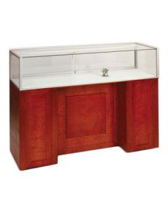4', Mahogany Veneer, Full Sized Jewelry Showcase with Pedestal Ends