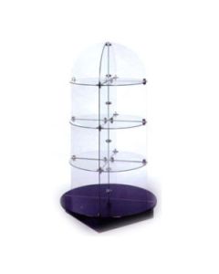 14" Square, Glass Quarter Round Tower Display, Chrome