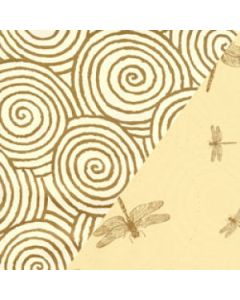Dots & Stripes Gift Wrap, Dragonflies & Swirls, 2 Sided, Kraft 