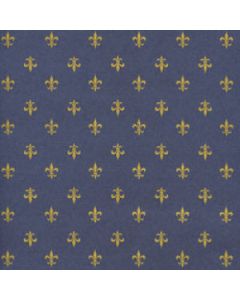 Floral & Tapestries Gift Wrap, Navy & Gold Fluer De Lis, Kraft 