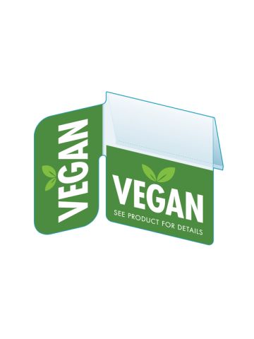 Vegan Shelf Talker with Right Angle Flag, 2.5"W x 1.25"H