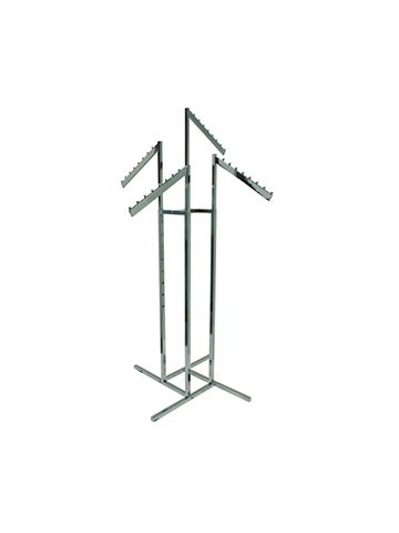 4 Arm Garment Racks, 22" Slant Arm with 11 cube stops