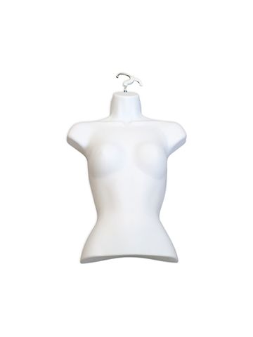 Hanging Molded Form Half Female Body, Chest, White