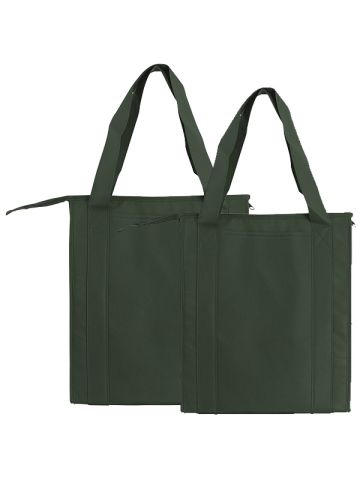 Insulated Reusable Grocery Bags, Dark Green