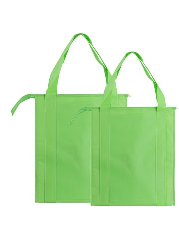 Insulated Reusable Grocery Bags, Lime