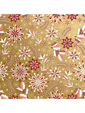 Merriment Gold, Christmas Patterns Gift Wrap