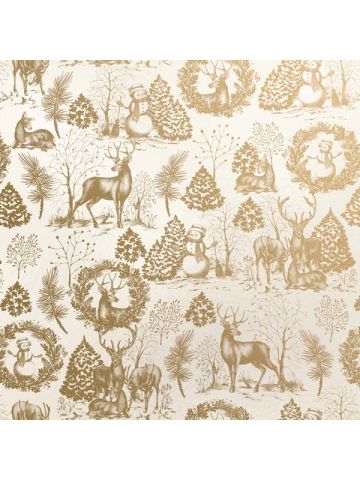 Winter Woods Gold, Holiday Animal Gift Wrap