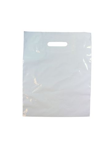 White, Medium Patch Handle Plastic Merchandise Bags