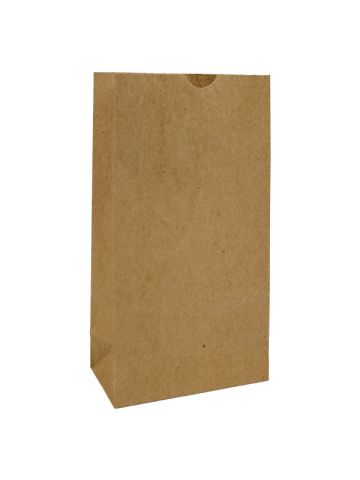 #2 Brown recycled paper grocery bags, 4-1/4" x 2-3/8" x 8-3/16"