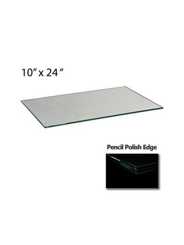 3/16" Tempered Shelf Glass Square Corners, 10" x 24"