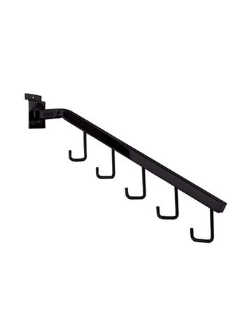 16" Black, Waterfall Bracket with Hooks for Slatwall or Slatgrid 