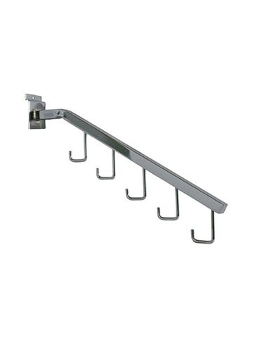 16" Chrome, Waterfall Bracket with Hooks for Slatwall or Slatgrid 