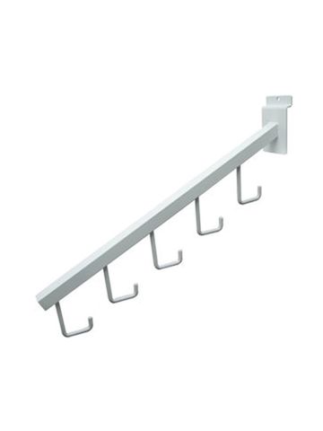 16" White, Waterfall Bracket with Hooks for Slatwall or Slatgrid 