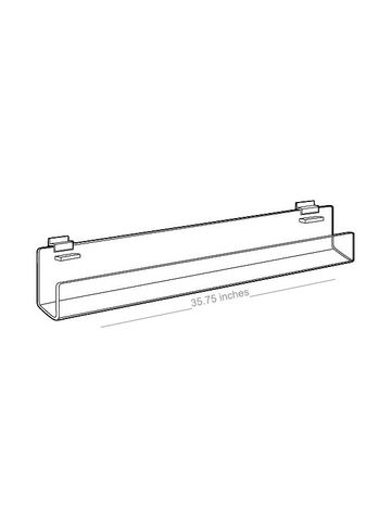 Acrylic J Rack 20 deg. Tilt Back for Slatwall with open ends, 36"