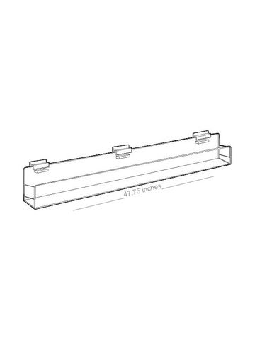 Acrylic J Rack 20 deg. Tilt Back for Slatwall with closed ends, 48"