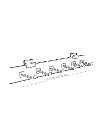 Acrylic Faceout 6-Hook for Slatwall or Slatgrid, 18"