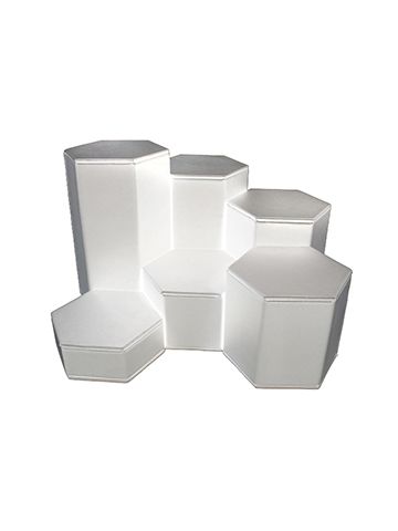 White Faux Leather, Hexagon Riser Set