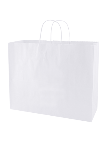 Recycled White Kraft Paper Shopping Bags, 16" x 6" x 13" (Vogue)