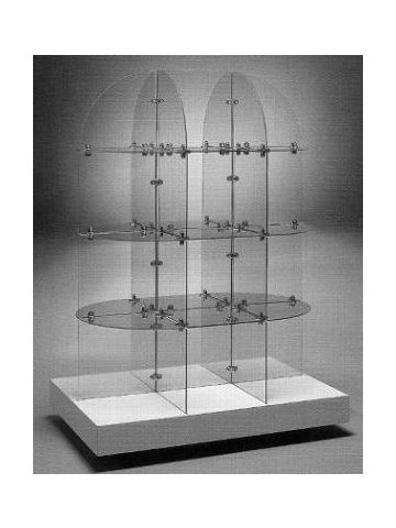 14" Square, Glass Quarter Round Extended Tower Display, Chrome