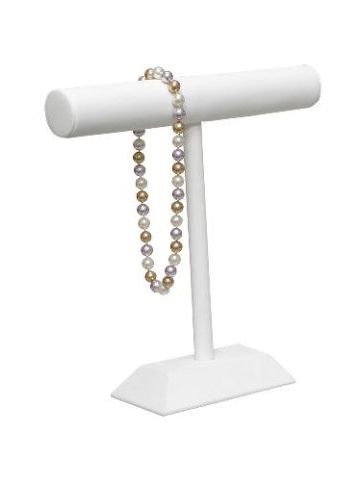 White, Round T Bar Necklace Display