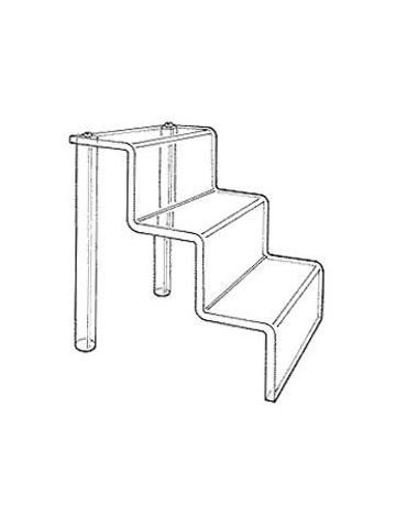 Acrylic Clear Three Step Stairs, 7.75" x 10" x 8"