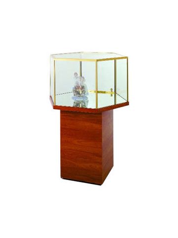 Cherry, Hexagon Free Standing Jewelry Display Case 