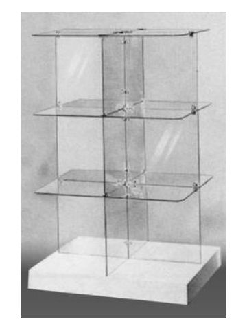 12" Square, Glass Radius Tower Display, Chrome