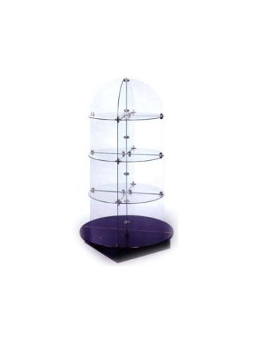 14" Square, Glass Quarter Round Tower Display, Chrome