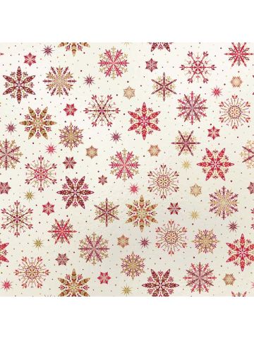 Fancy Flakes Red Gold, Snowflake Gift Wrap