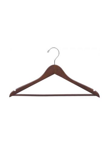 17" Rubber Coated Walnut Wood Suit Hanger with Suit Bar & Notches