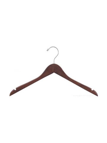 17" Rubber Coated Walnut Wood Top Hanger with Notches