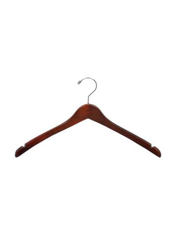 17" Walnut/Chrome Curved Top Hanger with Notches