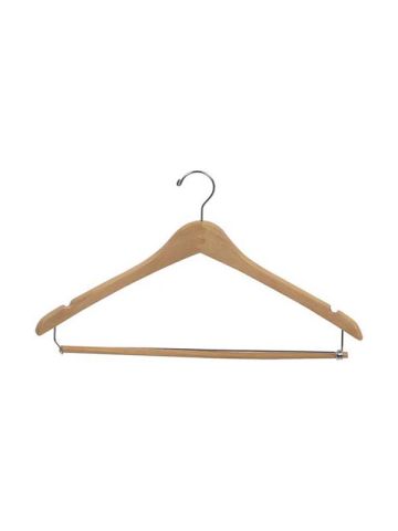 17" Natural Curved Suit Hanger with Suit Bar & Notches