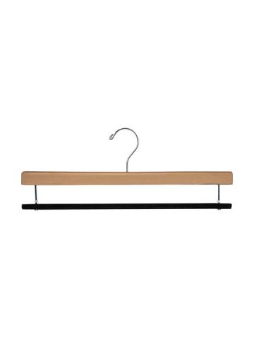 16" Natural Wood Bottom Hanger with Flocked Bar