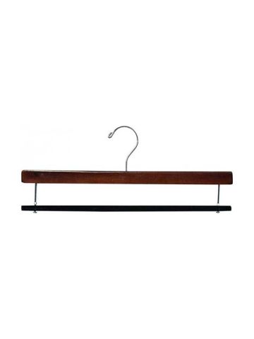 16" Walnut/Chrome Wood Bottom Hanger with Flocked Bar