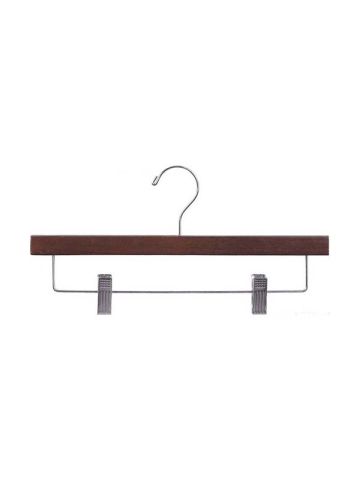 14" Rubber Coated Walnut Wood Bottom Hanger with Clips