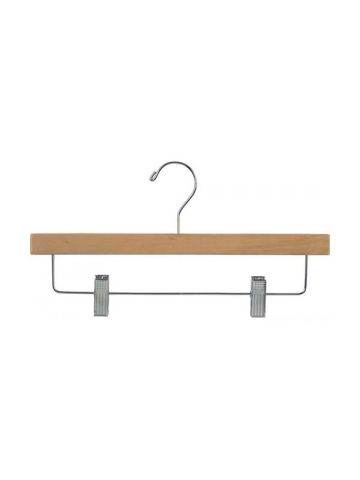 14" Rubber Coated Natural Wood Bottom Hanger with Clips