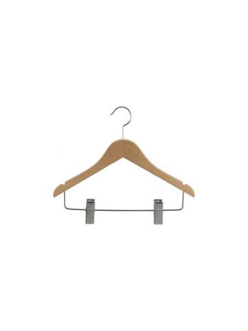 14" Natural Wood Combo Hanger with Clips & Notches