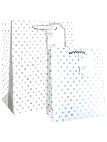 Silver Dots on White, Gift Totes