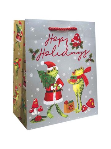 Festive Frogs, Gift Totes, 8" x 10" x 4"