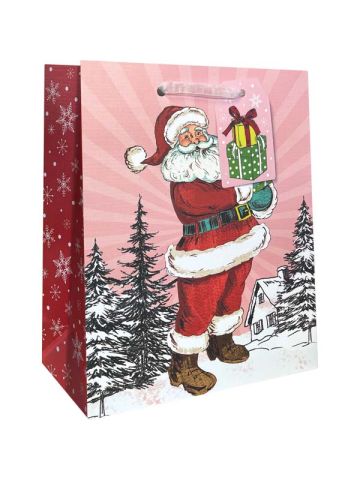 Retro Santa, Gift Totes, 8" x 10" x 4"