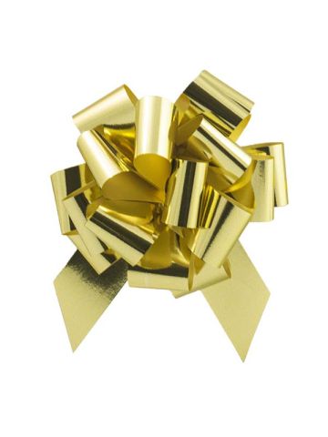 Italian Pom Style Pull Bows, Glitter/ Metallic Gold, 4-3/4"diameter, 1-3/16"ribbon