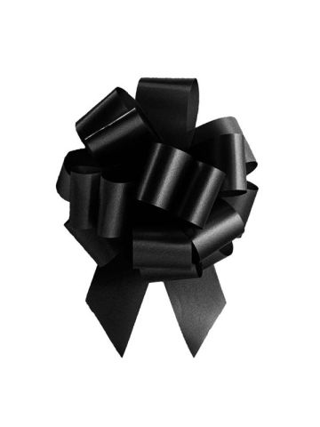 Italian Pom Style Pull Bows, Black, 4-3/4"diameter, 1-3/16"ribbon