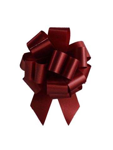 Italian Pom Style Pull Bows, Burgundy, 4-3/4"diameter, 1-3/16"ribbon