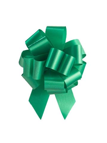 Italian Pom Style Pull Bows, Emerald, 4-3/4"diameter, 1-3/16"ribbon